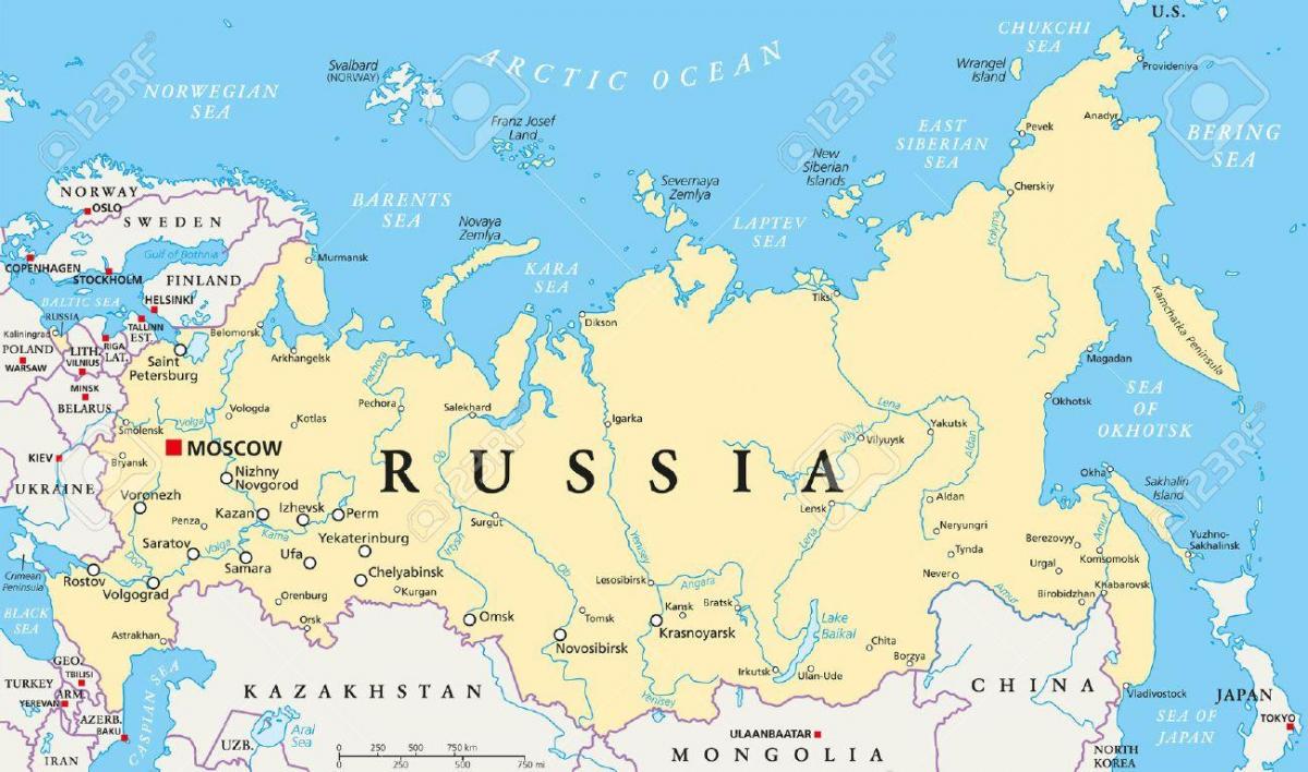 Rusland hoofstad kaart