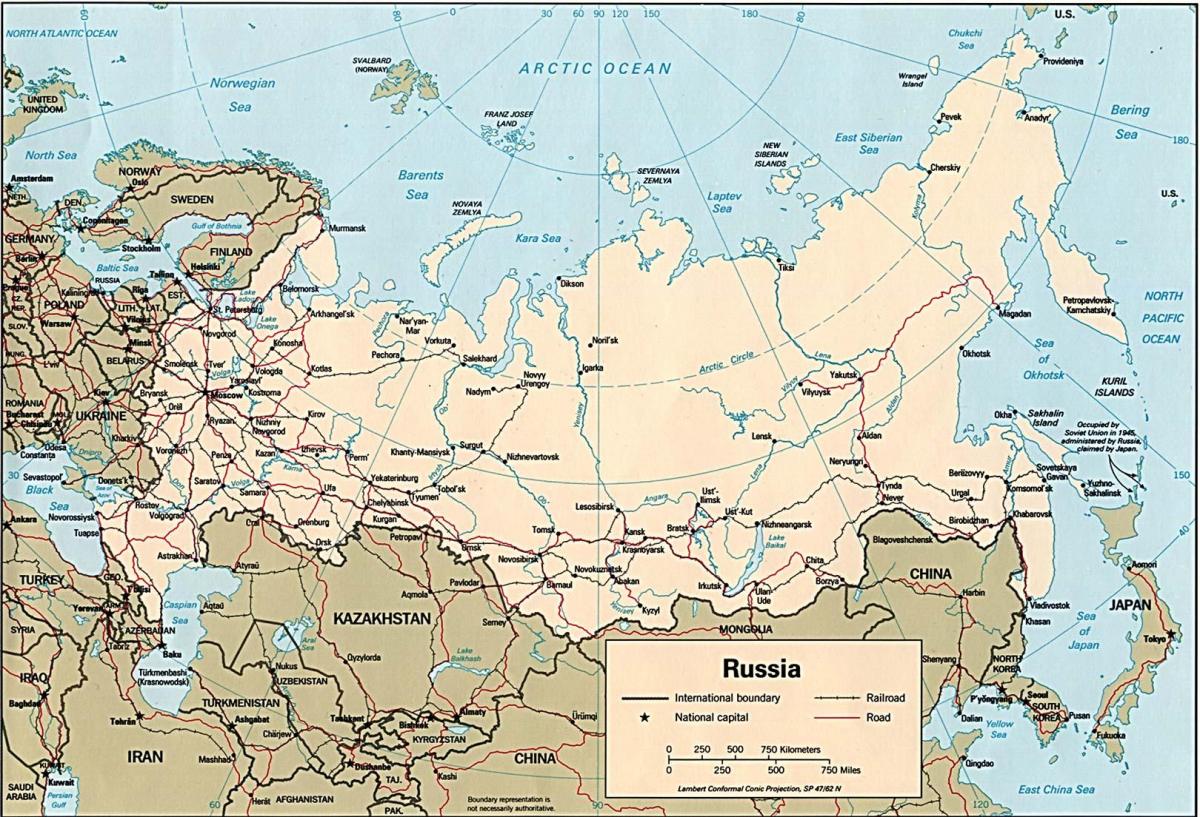 die kaart van Rusland
